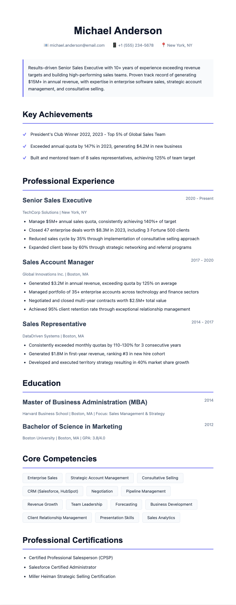 Bold contemporary sales resume